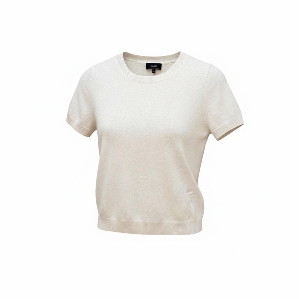 Cashmere Short-Sleeve Crewneck Sweater - Cream